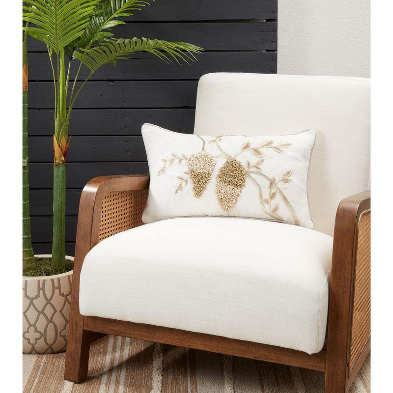 Saro Lifestyle Down-Filled Embroidered Throw Pillow With Flower Design, Gold, 12"x20"