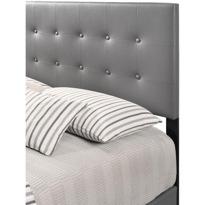 Caldwell Full-Double Dark Grey Faux Leather Upholstered Bed with Storage