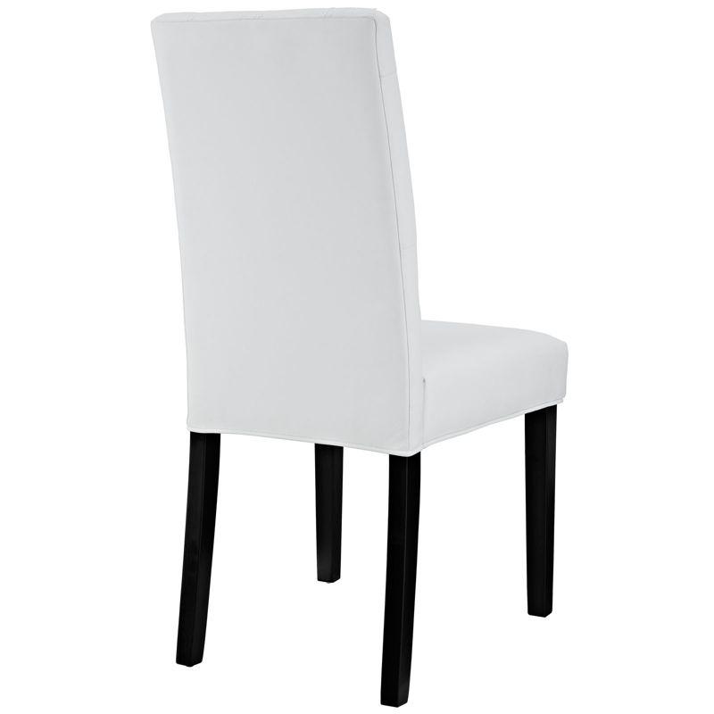 White Faux Leather Upholstered Parsons Side Chair with Wood Legs