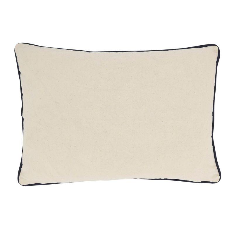 Off-White Cotton Embroidered Shells Throw Pillow Cover, 14"x20"