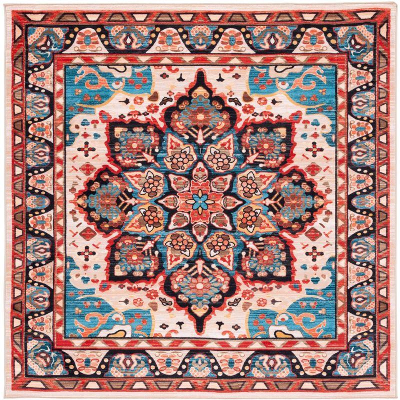 Serenity Bliss 6'7" Square Blue & Beige Synthetic Area Rug