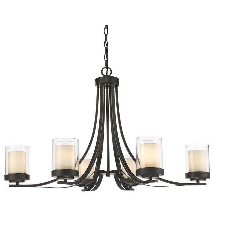 Willow Olde Bronze 6-Light Chandelier with Matte Opal & Clear Glass Shades