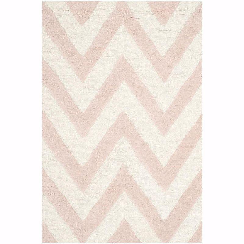 Light Pink and Ivory Hand-Tufted Wool Area Rug