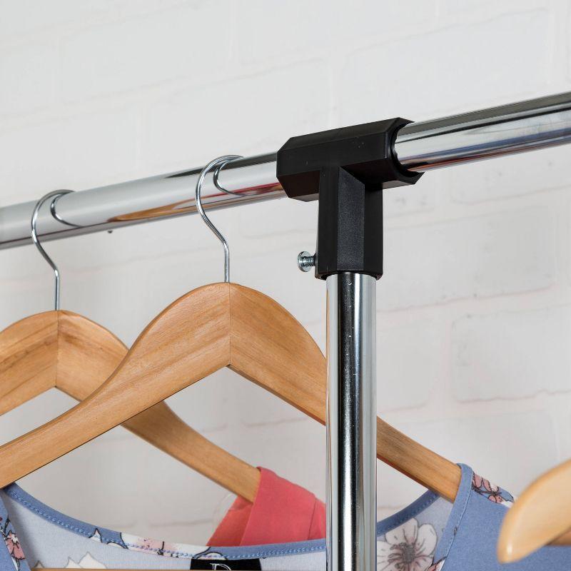 Chrome Adjustable Double Rod Rolling Clothes Rack