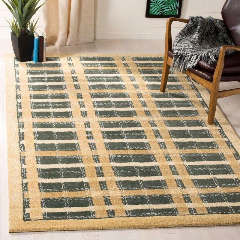 Martha Stewart Hand Tufted Wool/Viscose Plaid Rug in Cornucopia Gold
