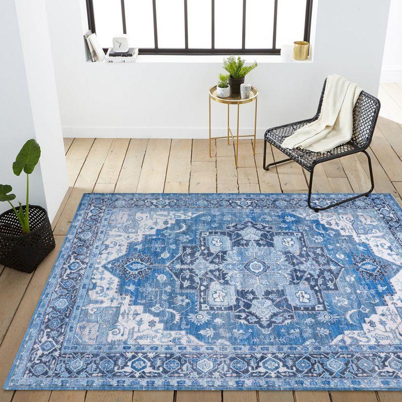 Maris Ornate Medallion Washable Area Rug - JONATHAN Y