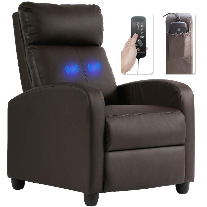 FDW Recliner Chair for Living Room Massage Recliner Sofa Reading Chair Winback Single Sofa Home Theater Seating Modern Reclining Chair, Brown