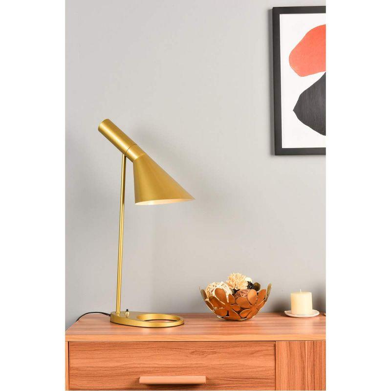 Juniper Brass Adjustable Iron Table Lamp with Cone Shade