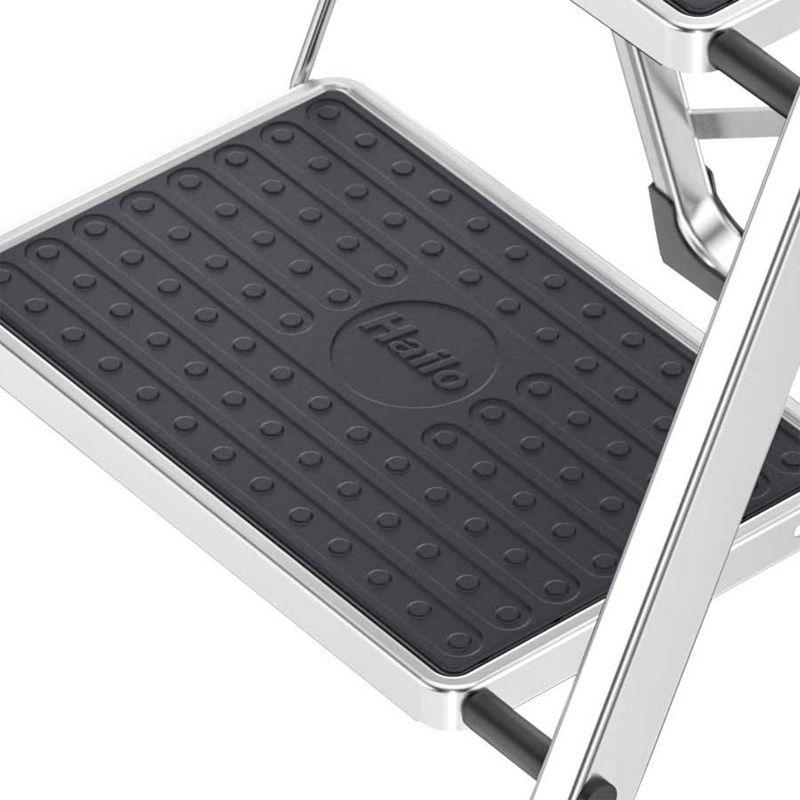 Hailo USA Inc. Hailo Folding Step Stool, Non-Slip 3 Step Ladder for Home & Kitchen, K70, Silver