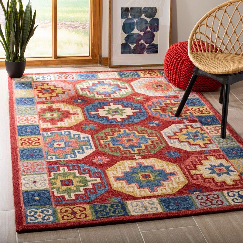 Aspen APN802 Hand Tufted Indoor Area Rug - Red/Blue - 5'x8' - Safavieh
