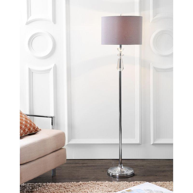 Layla Polished Chrome 59.5" Crystal Floor Lamp with Gray Drum Shade