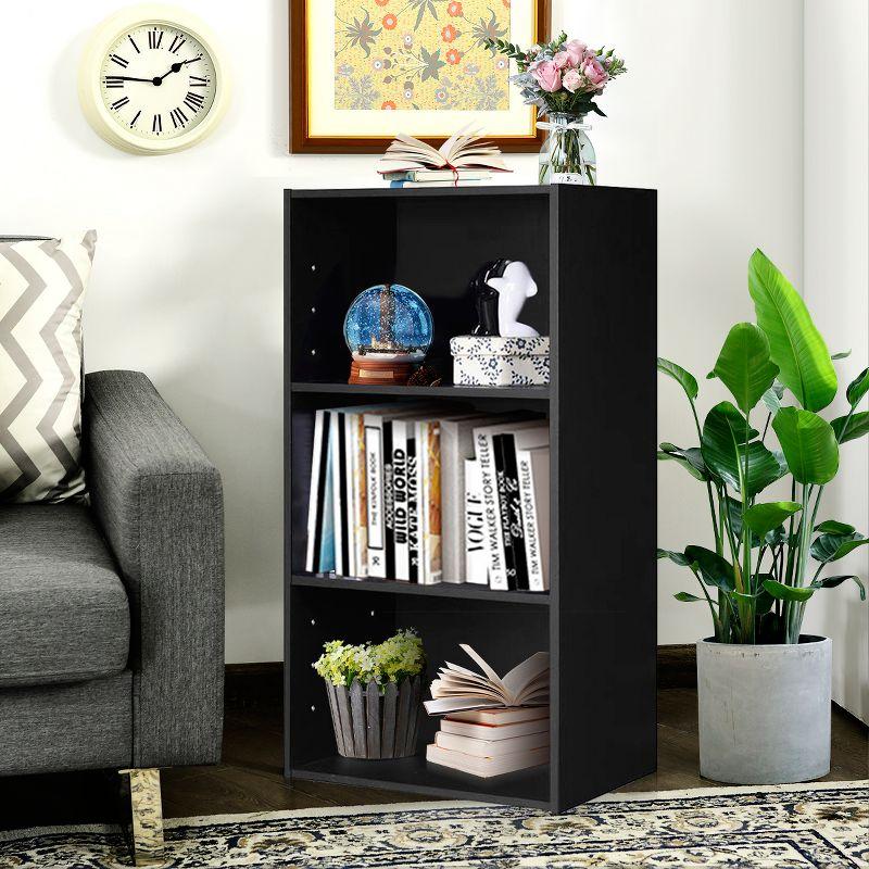 Costway 3 Open Shelf Bookcase Modern Multi-functional Storage Display Cabinet Black