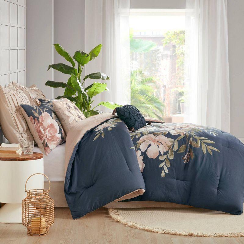 Blush Floral Cotton 8-Piece King Comforter Set