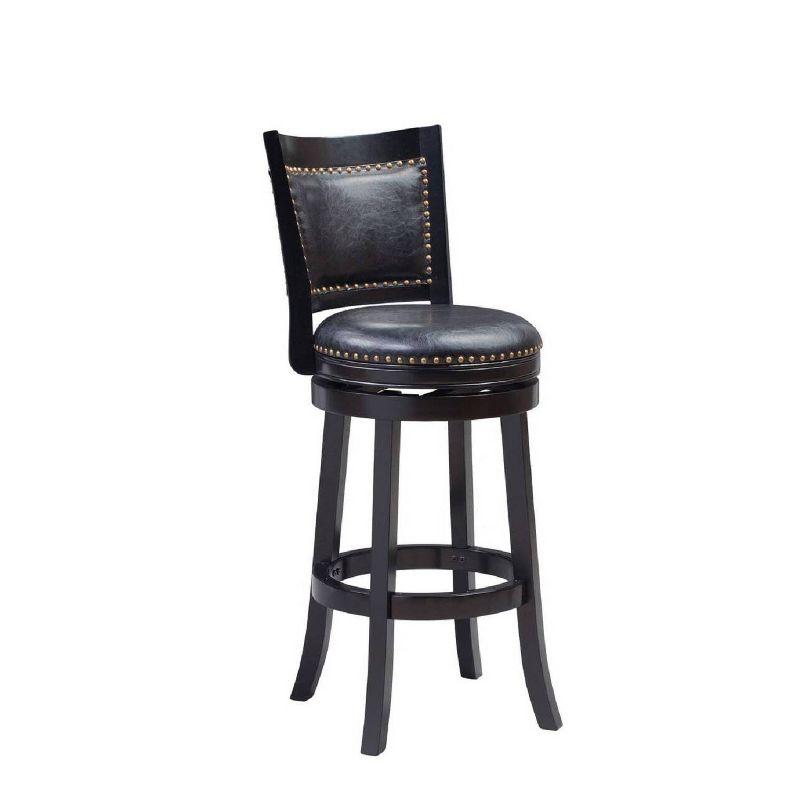 Bristol 29" Black Swivel Wood and Leather Bar Stool