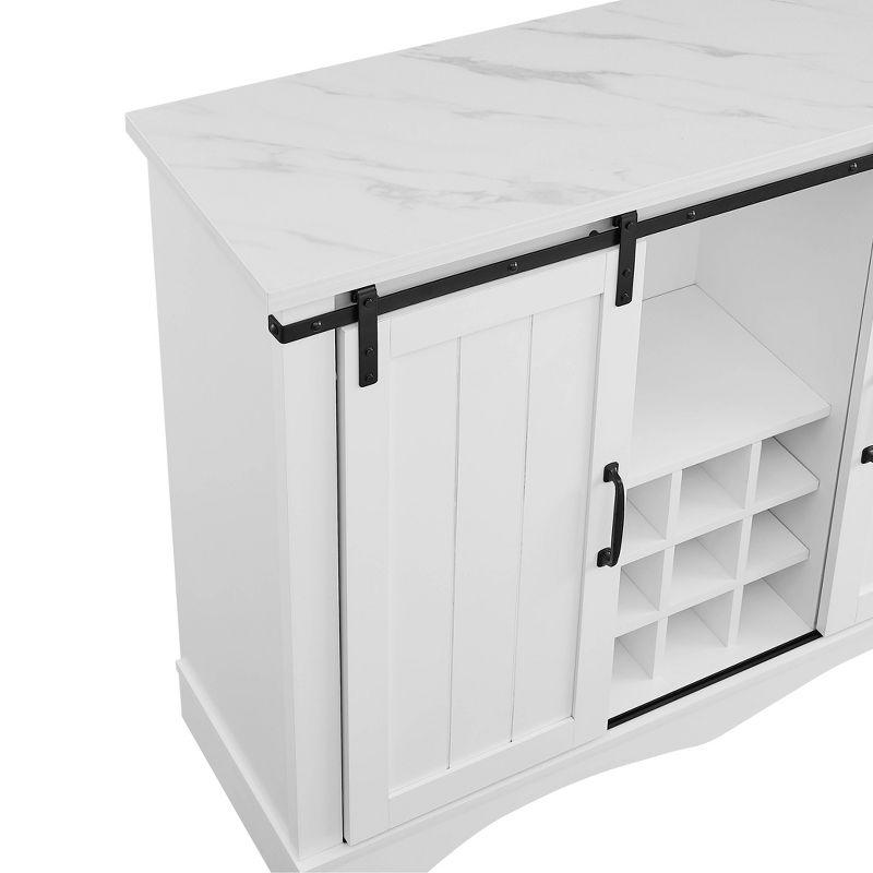 Home Essentials 47" Wine Bar Cabinet White: Farmhouse Style, Glassware Storage, MDF & Rubberwood