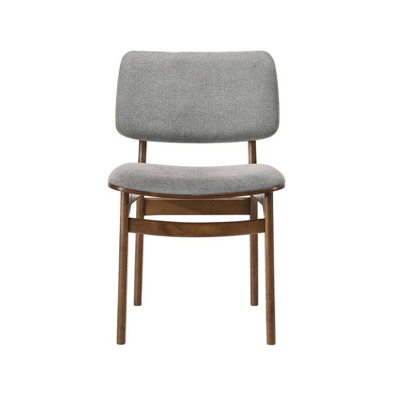 Set of 2 Lima Upholstered Wood Dining Chairs Walnut - Armen Living: Mid-Century Modern, Rubberwood Frame, Gray Polyester