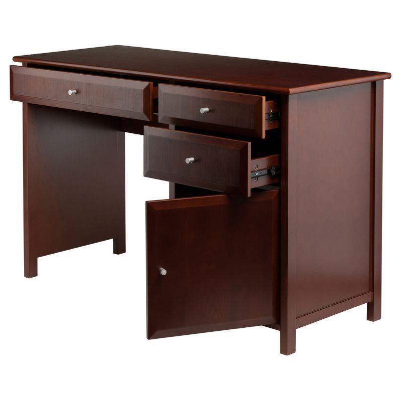 Walnut Transitional Wood Office Desk with Filing Cabinet