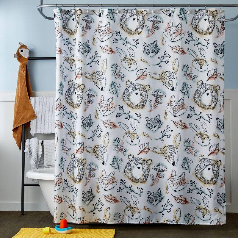 Sketched Woodland Kids' Hooded Towel - SKL Home: Cotton Bath Towel, Forest Animals, Midweight, Machine Washable, 51"x23"