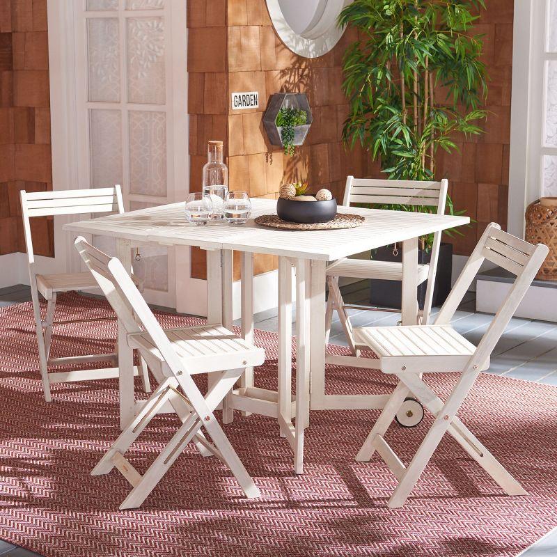 Arvin  5 Piece Patio Outdoor Foldable Dining Set - White - Safavieh.