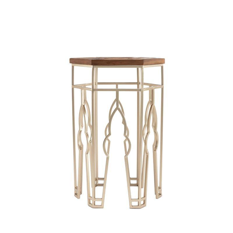 Genevieve Nesting Tables Gold/Natural - Boraam: Set of 2, Modern Style, Wood Surface, Metal Frame