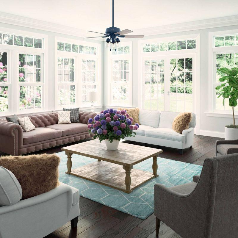 44" Hartland 5 - Blade Modern Farmhouse Indoor Ceiling Fan with Lights and Pull Chains