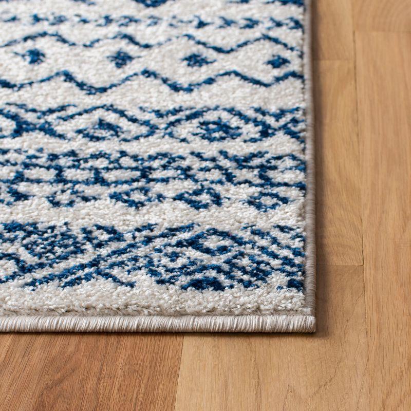 Ivory Navy Hand-Knotted Square Synthetic Area Rug - 3' x 3'