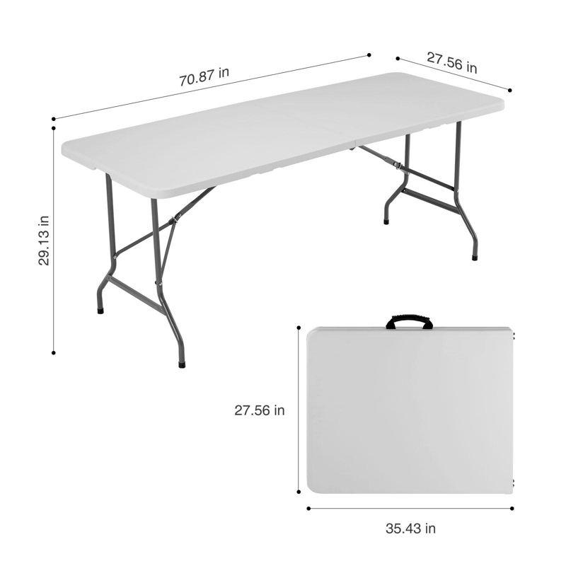 BestMassage Portable Plastic Picnic Table 8FT Outdoor Dining Table with Carrying Handle, White