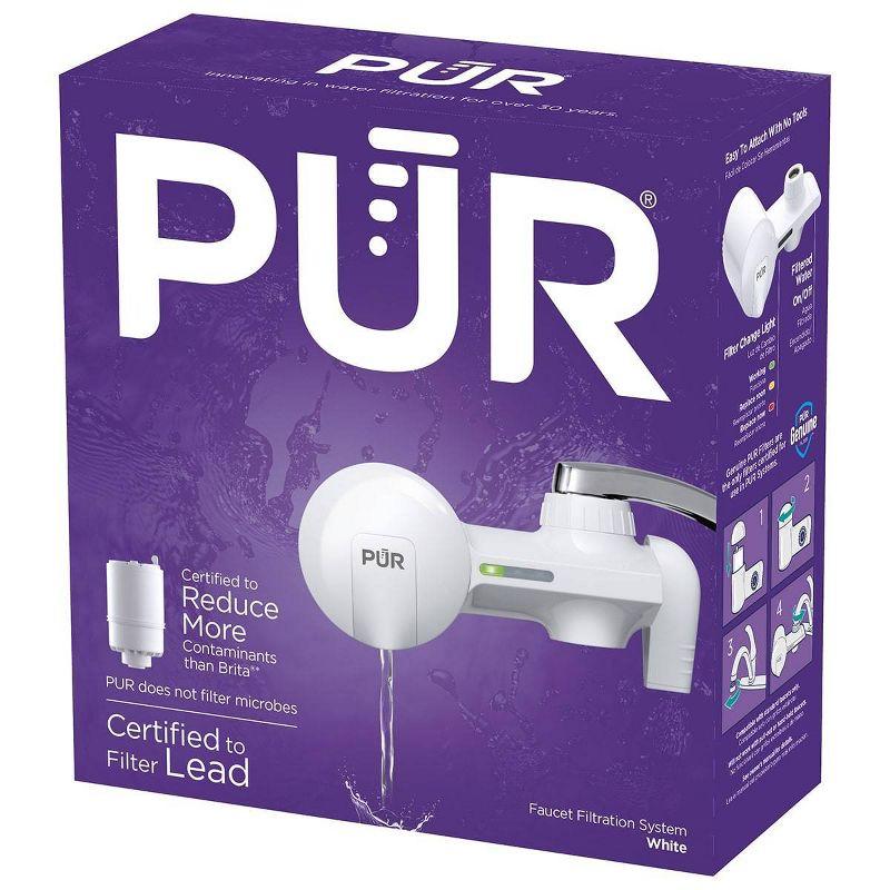 PUR Faucet Mount Water Filtration System, Powerful Filtration with Lead Reduction, Horizontal, White, PFM150W