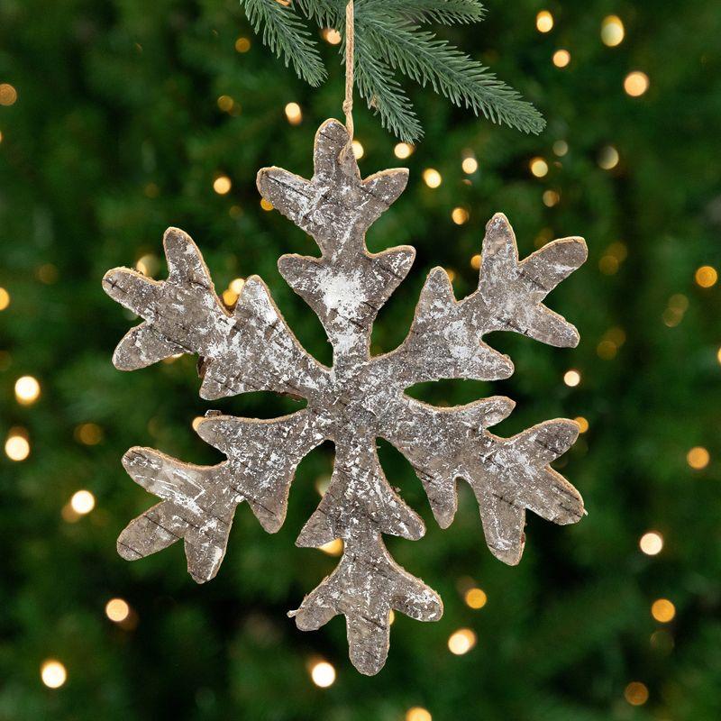 Northlight Wooden Snowflake Christmas Ornament - 10" - Silver and Gold