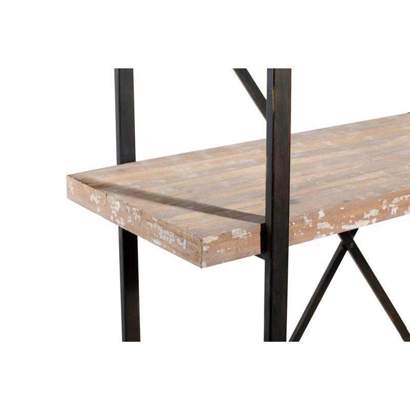 67" Tall Industrial Metal and Wood Bookshelf Brown - Olivia & May