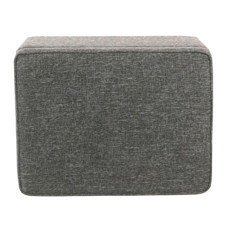 Slate Gray Heathered Tweed Medium Storage Ottoman with Walnut Legs