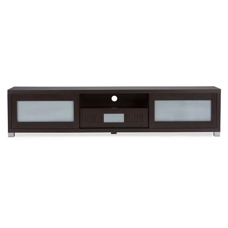 Gerhardine Wood Cabinet: Espresso Finish, Media Storage, 85" TV Compatibility - Baxton Studio