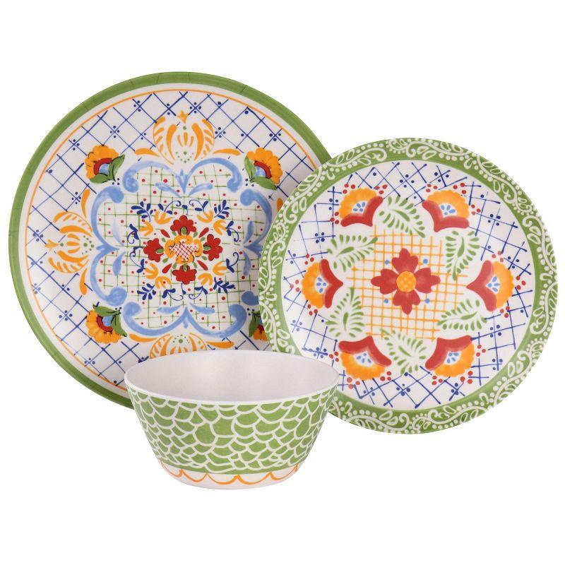 Gibson Laurie Gates California Designs Tierra 12 Piece Bamboo Fiber Dinnerware Set in Multi-Color