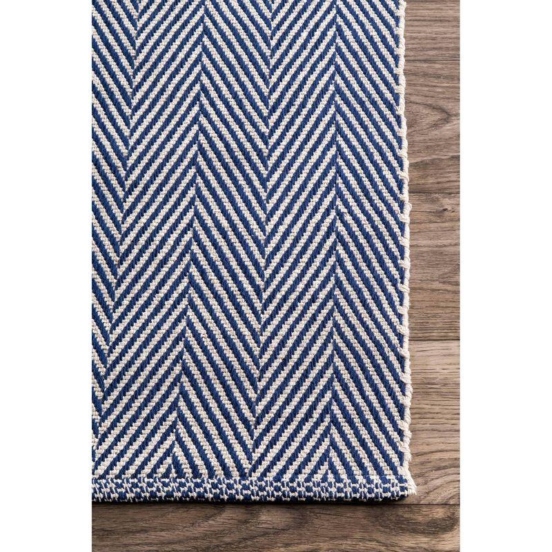 Navy Stripe Hand-Loomed Cotton 3' x 5' Area Rug