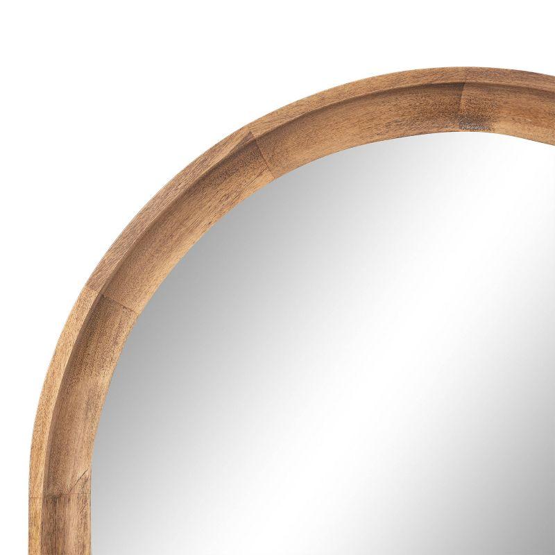 Rustic Brown Arched Wood Wall Mirror for Bathroom Vanity