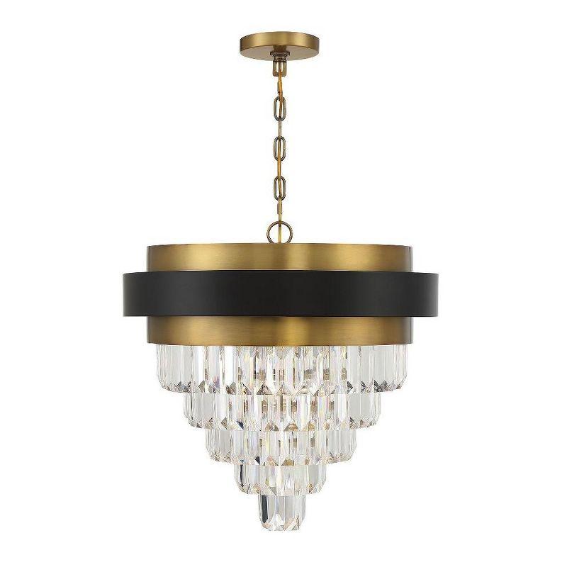 Marquise 4-Light Chandelier in Matte Black with Warm Brass Accents
