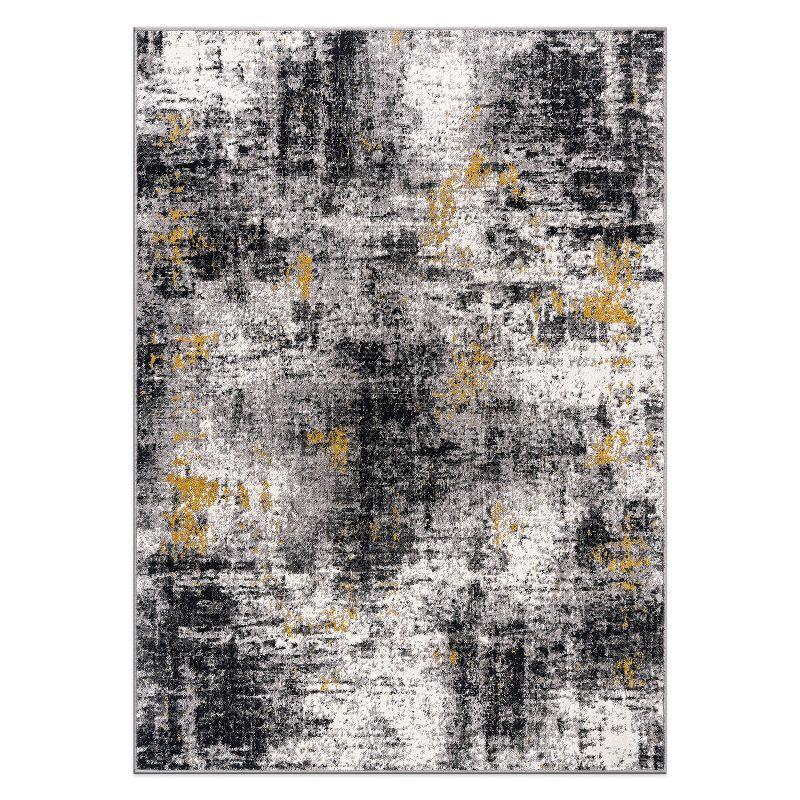 Adare Yellow and Gray Abstract 5' x 7' Synthetic Area Rug