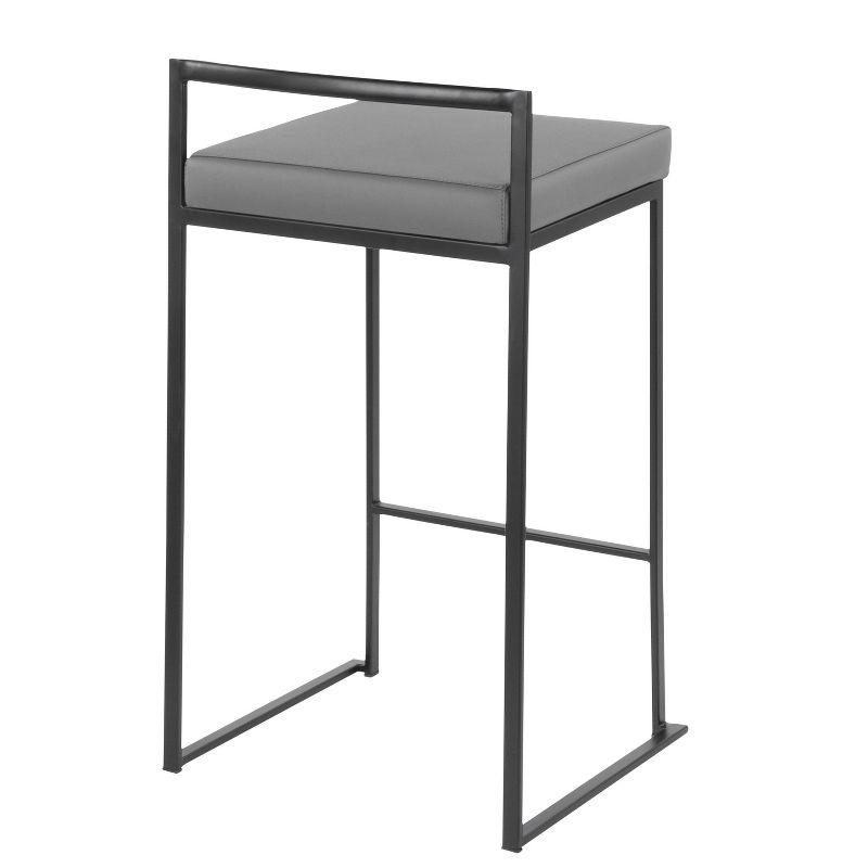LumiSource Set of 2 26" Fuji Contemporary Counter Height Barstools Gray: Padded, Metal Frame, Stackable