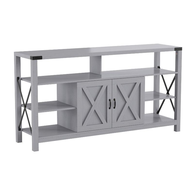 Merrick Lane 60" Media Console in Coastal Gray for 55+ Inch TV's with Open and Closed Storage