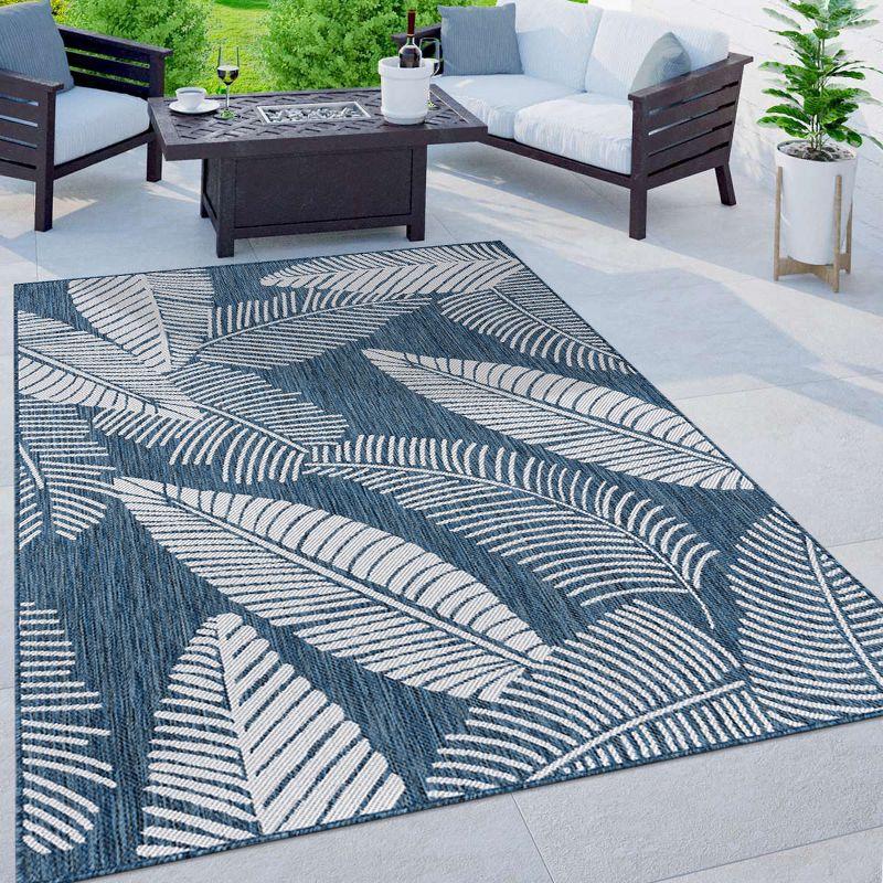 World Rug Gallery Distressed Palm Leaves Textured Flat Weave Indoor/Outdoor Area Rug