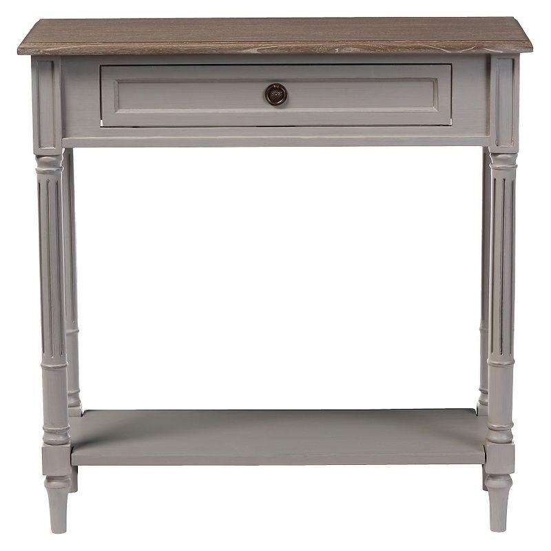 Edouard French Provincial Style Console Table with 1 Drawer - White/Light Brown - Baxton Studio: Elegant Entryway Furniture, Narrow Design