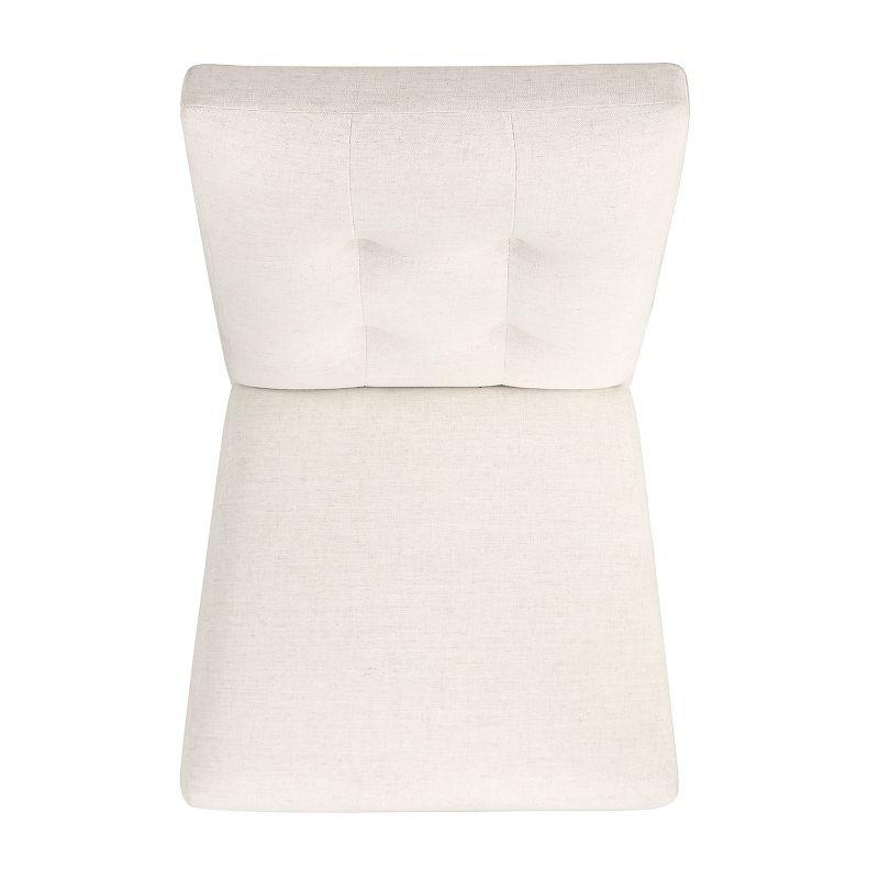 HomePop Set of 2 Tufted Back Dining Chairs Cream: Upholstered, Plywood Frame, 300lbs Capacity