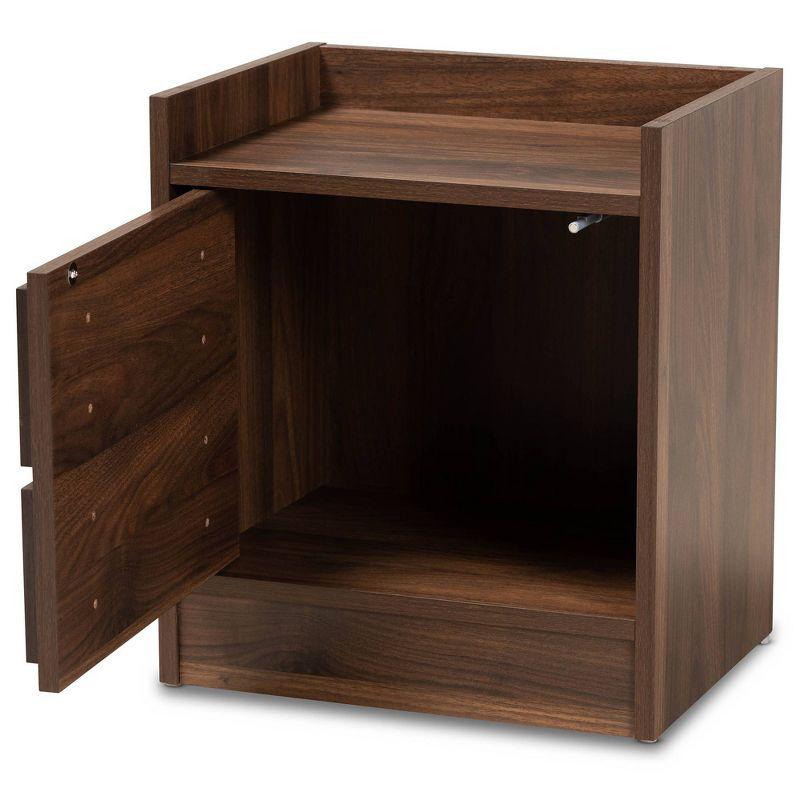 2 Drawers Hale Wood Nightstand Walnut/Brown - Baxton Studio: Modern Bedside Table, Enclosed Top, MDF