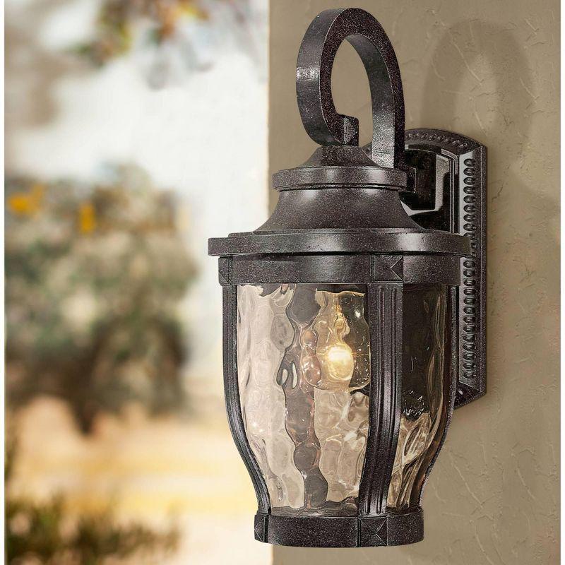 Minka Lavery Rustic Outdoor Wall Light Fixture Corona Bronze 16 1/4" Clear Hammered Glass for Post Exterior Deck Porch Yard Patio