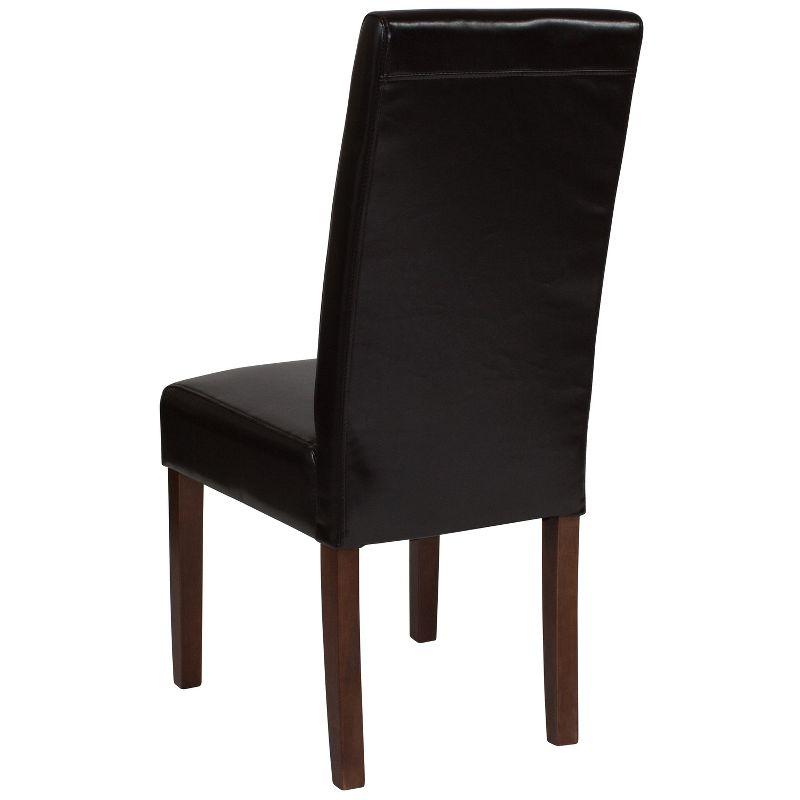 Flash Furniture Greenwich Series Brown LeatherSoft Upholstered Panel Back Mid-Century Parsons Dining Chair