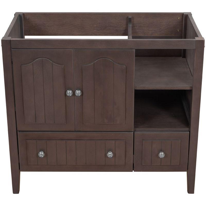 36" Brown Solid Wood and MDF Bathroom Vanity Base