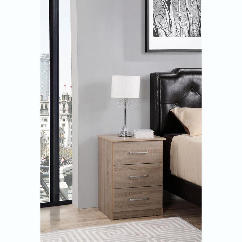 Boston 3-Drawer Compact Nightstand in Sandalwood and Gray