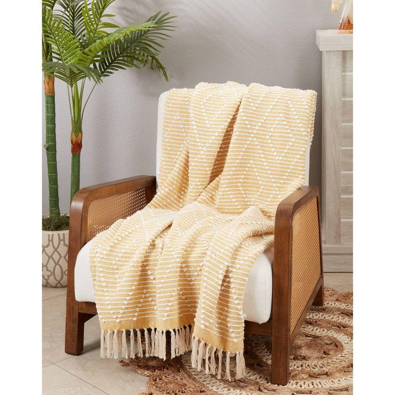 50"x60" Diamond Woven Throw Blanket with Tassel - Saro Lifestyle