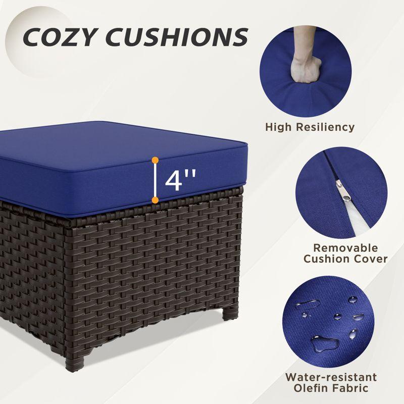 EAGLE PEAK Outdoor Patio Wicker Ottomans with Olefin Cushions