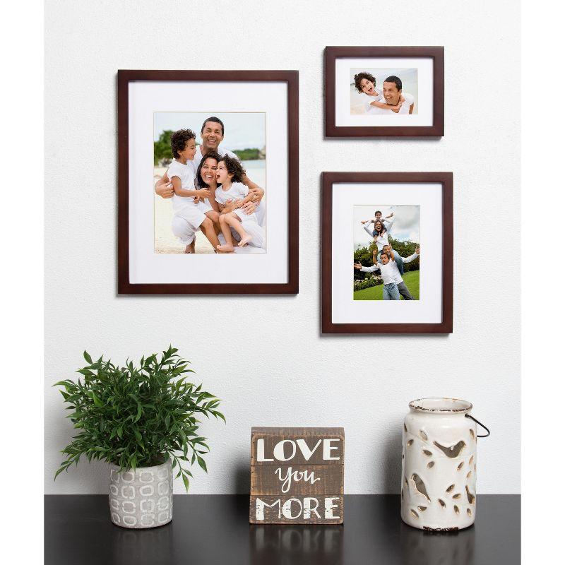DesignOvation Gallery Rectangle Wood Wall Frame, 11x14 matted to 8x10, Walnut Brown